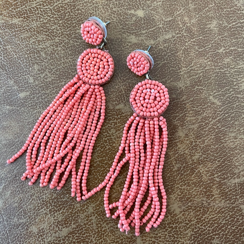 JCrew beaded coral earrings